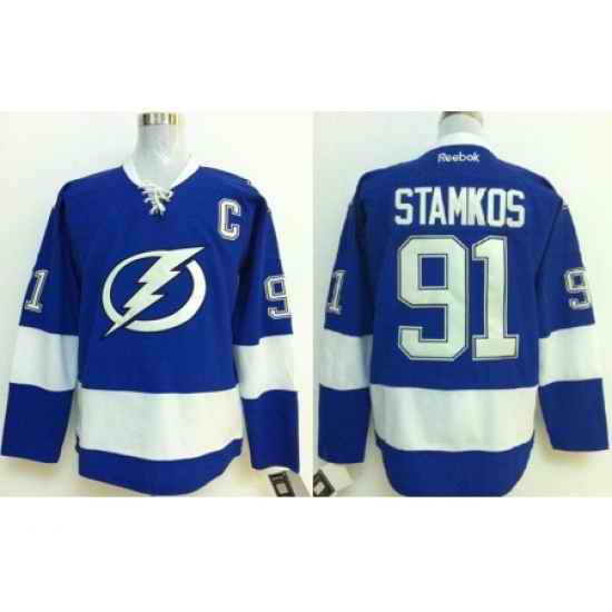 Tampa Bay Lightning 91 Steven Stamkos Blue NHL Hockey Jersey